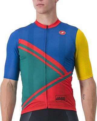 Castelli Club Sport Racing Competizione Jersey SS22 - Green-Red-Blue-Yellow - XL}, Green-Red-Blue-Yellow