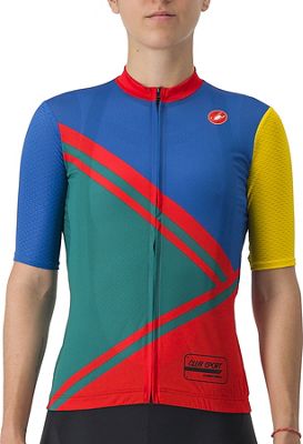 Castelli Women's Club Sport Competizione Jersey SS22 - Green-Red-Blue-Yellow - XL}, Green-Red-Blue-Yellow