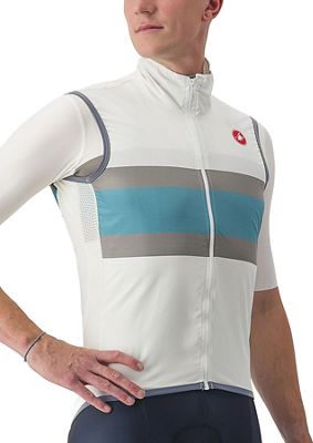 Castelli Velocissimo Pro Light Wind Vest SS22 - Off White-Golden Green-Deep Blue - XXL}, Off White-Golden Green-Deep Blue