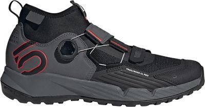 Five Ten Trailcross Pro Clip-In MTB Shoes SS23 - grey five-core black-red - UK 8.5}, grey five-core black-red