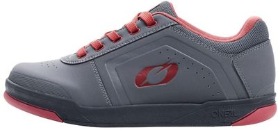 O'Neal Pinned Flat MTB Shoe 2023 - Grey-Red - EU 43}, Grey-Red