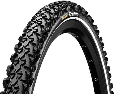 Continental Traffic II Mountain Bike Tyre - Black - Reflective - Wire Bead, Black - Reflective