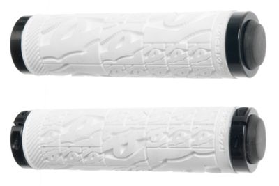 Race Face Strafe Grips With Locks - White - 130mm}, White