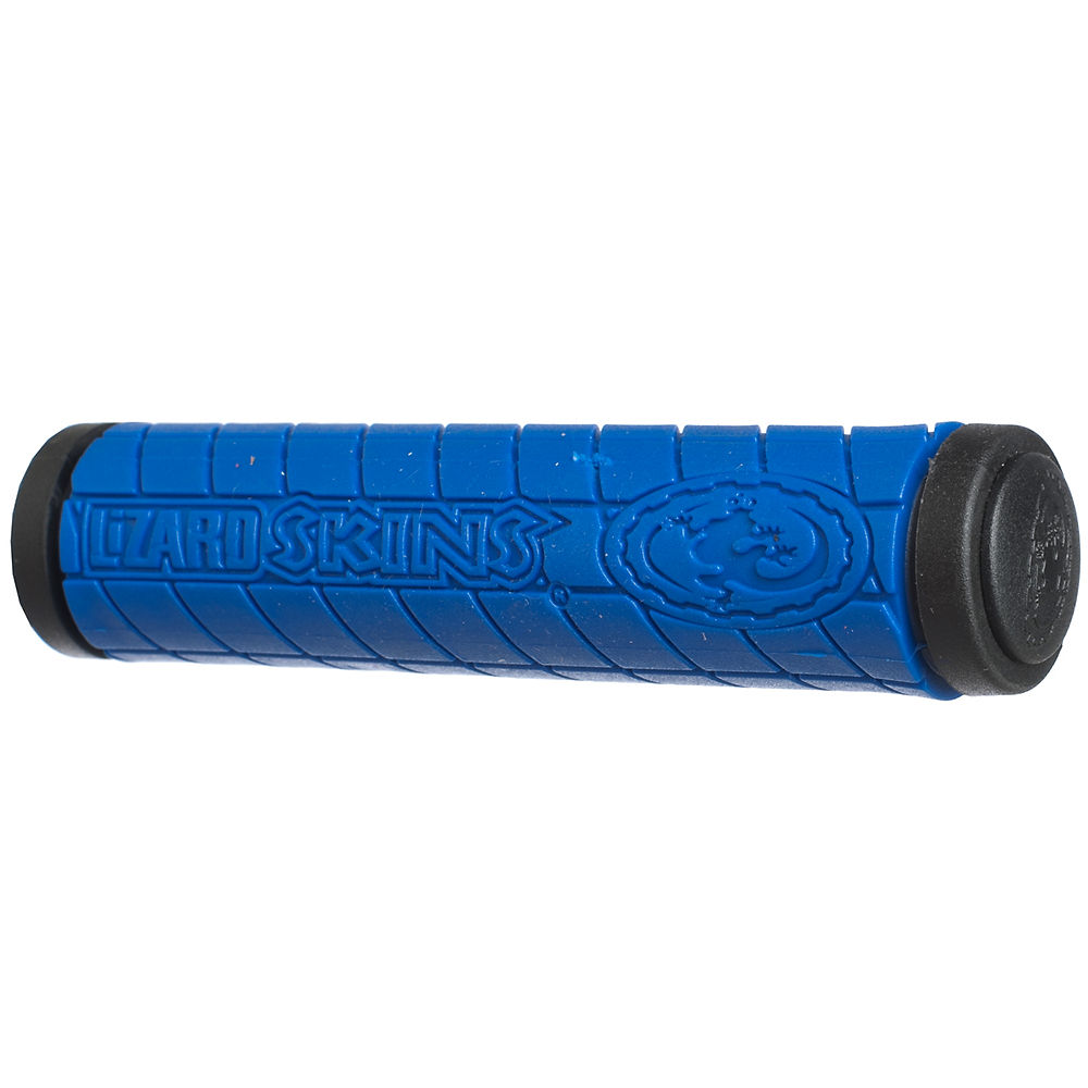 Poignées VTT doubles Lizard Skins à logo - Bleu - Noir - 130mm, Bleu - Noir