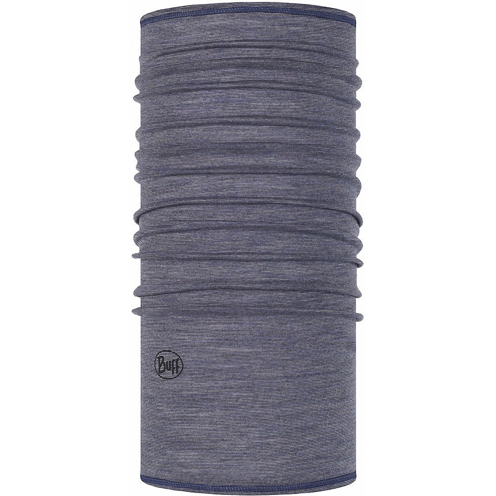 Image of Buff Merino Wool - Light Denim Multi Stripes - One Size}, Light Denim Multi Stripes