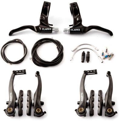 Clarks V-Brake Calipers and Brake Levers Set - Black - Pair - Includes Levers}, Black