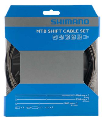 Shimano MTB Stainless Steel Gear Cable Set - Black, Black