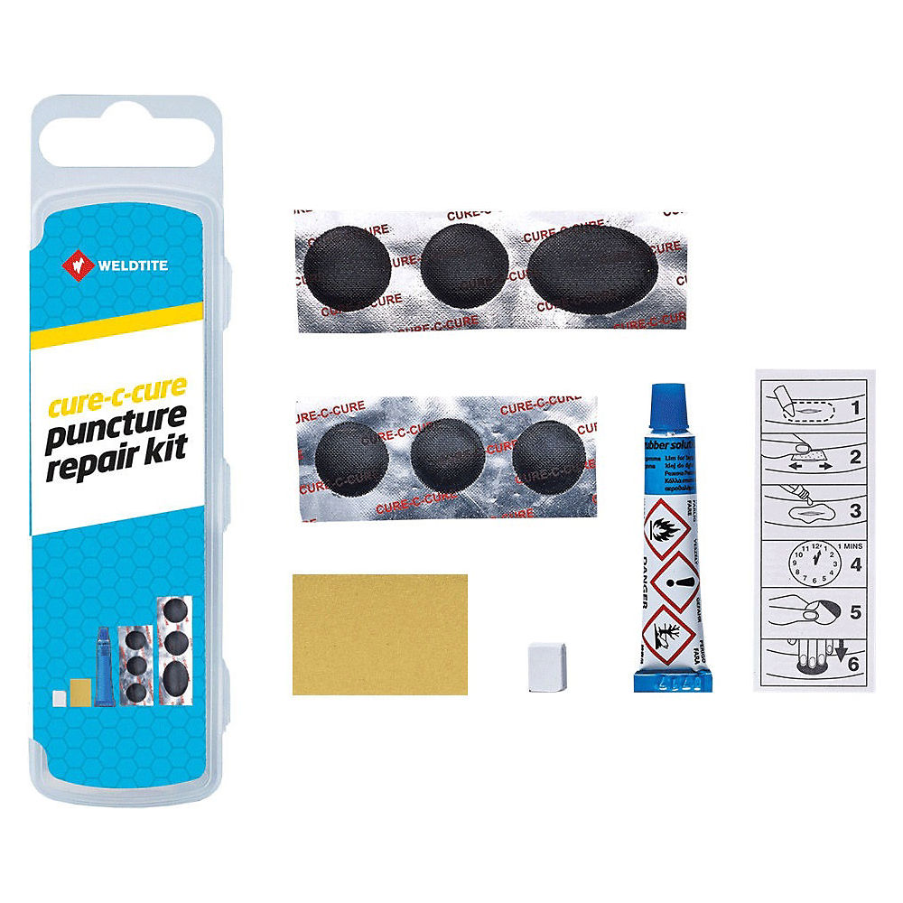 Kit de réparation de crevaison Weldtite Cure-C-Cure - Bleu - 10 Piece, Bleu