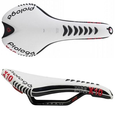 PROLOGO Nago Evo X10 Nack Saddle - White - Black - 135mm Wide, White - Black